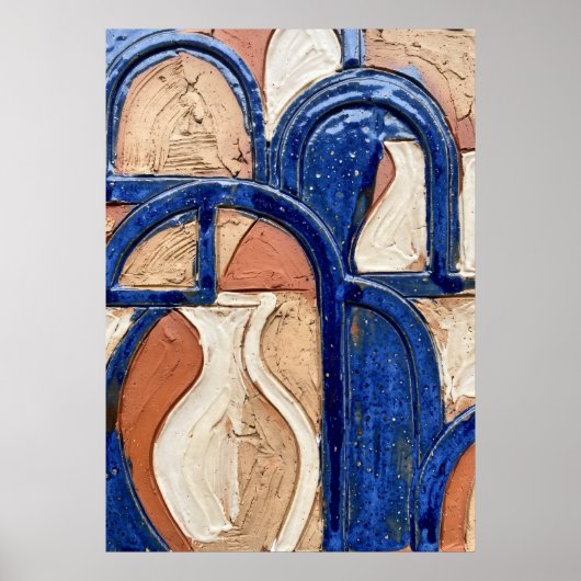 Affiche Abstraite en Terre Cuite Bleue avec Arche (Devant)
