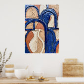 Affiche Abstraite en Terre Cuite Bleue avec Arche (Cuisine)