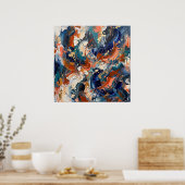 Affiche Abstraite Énergie Esprit Orange Bleu (Cuisine)