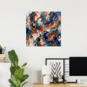 Affiche Abstraite Énergie Esprit Orange Bleu (Bureau à domicile)