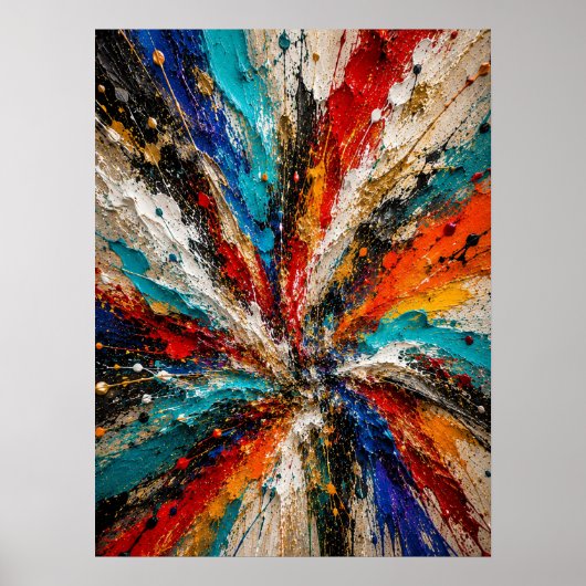 Affiche Abstraite Explosion de Couleurs (Devant)