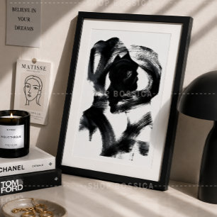 Affiche Abstraite Femme Silhouette Noir & Blanc