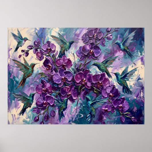 Affiche Abstraite Fleurie Violette (Devant)