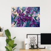 Affiche Abstraite Fleurie Violette (Bureau à domicile)