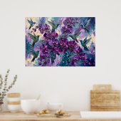 Affiche Abstraite Fleurie Violette (Cuisine)