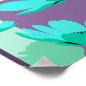 Affiche Abstraite Florale Turquoise Moderne (Coin)