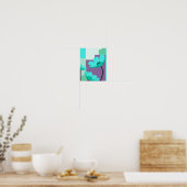 Affiche Abstraite Florale Turquoise Moderne (Cuisine)