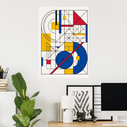 Affiche abstraite géométrique Bauhaus (Bureau à domicile)