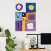 Affiche Abstraite Géométrique Bleu Violet (Bureau à domicile)