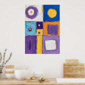 Affiche Abstraite Géométrique Bleu Violet (Cuisine)