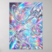 Affiche Abstraite Iridescente Chrome Liquide Holog (Devant)
