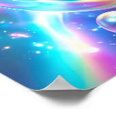 Affiche Abstraite Iridescente Chrome Liquide Holog (Coin)