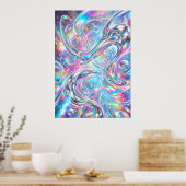Affiche Abstraite Iridescente Chrome Liquide Holog (Cuisine)