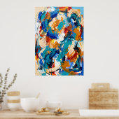 Affiche Abstraite Orange Bleu Gras (Cuisine)