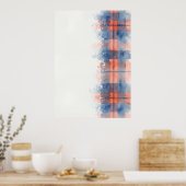 Affiche Abstraite Tartan Corail Bleu (Cuisine)