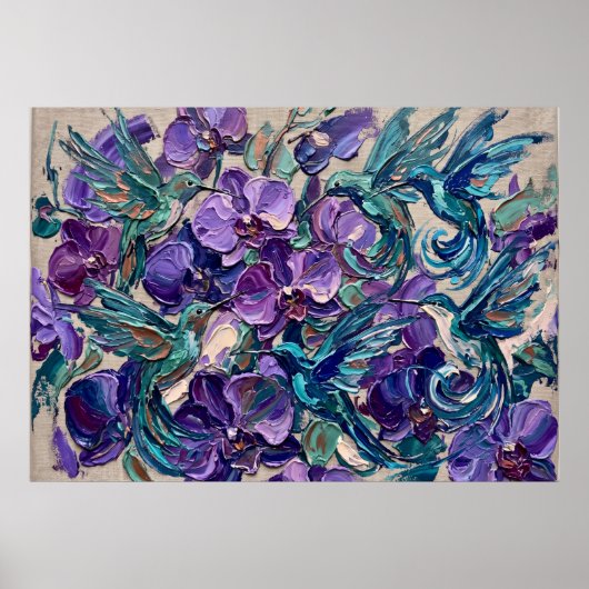 Affiche Abstraite Tourbillon Floral Violet (Devant)