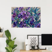 Affiche Abstraite Tourbillon Floral Violet (Bureau à domicile)