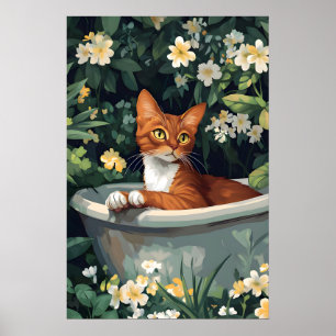 Affiche Abyssin Dans Baignoire, Affiche De Chat Dr
