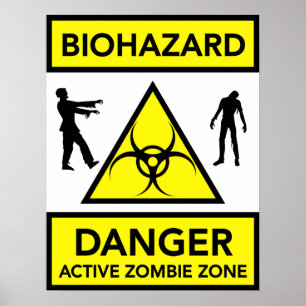 Affiche active de zone de zombi de danger de