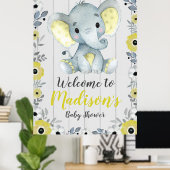 Affiche Affiche de bienvenue éléphant gris jaune 3 (Bureau à domicile)
