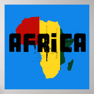 Affiche africaine de carte de l'Afrique de ragga