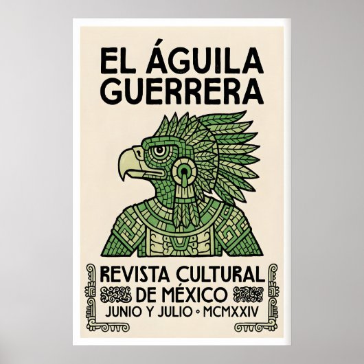 Affiche Aigle Mexicain Motif Guerrier Aztèque (Devant)