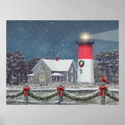 Affiche Alan Giana "Nauset Light Christmas" (Devant)