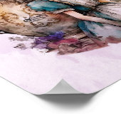Affiche Alice In Wonderland Watercolor Flowers (Coin)