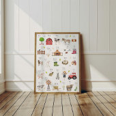 Affiche Alphabet ABC Animaux de la Ferme Décoratio