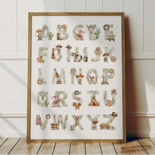 Affiche Alphabet ABC Cowboy Occidental Pour Chambr