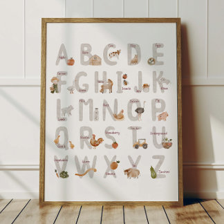Affiche Alphabet ABC Ferme Décoration Chambre Enfa