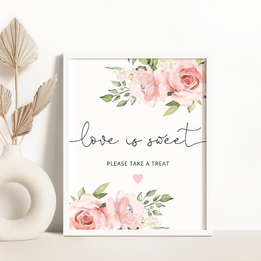 Affiche Amour floral rose tendre