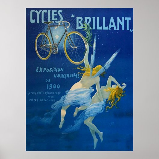 Affiche ancienne Cycles Brillant Henry Gray C 1900 (Devant)