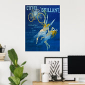 Affiche ancienne Cycles Brillant Henry Gray C 1900 (Bureau à domicile)