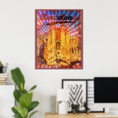 Affiche ancienne de Barcelone, Espagne (Bureau à domicile)