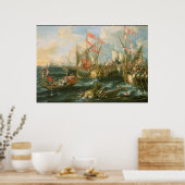 Affiche ancienne de la bataille d'Actium (Cuisine)