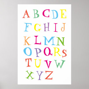 Affiche anglaise alphabet coloré pour les enfants