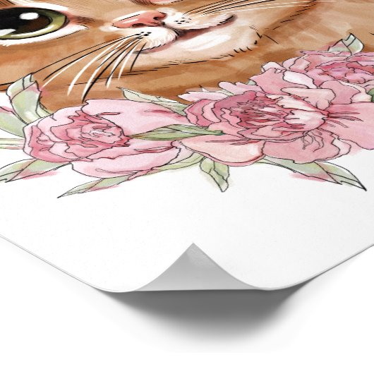 Affiche Animal Bébé Chat Rose | Impression murale (Coin)