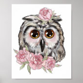 Affiche Animale de Bébé Hibou Rose | Impression su (Devant)