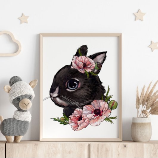 Affiche Animale Lapin Bébé Rose | Impression Mural