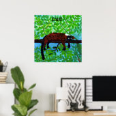 Affiche Animale Lémurien Rouge Chill! (Bureau à domicile)