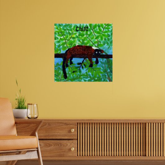 Affiche Animale Lémurien Rouge Chill! (Salon 2)