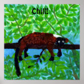 Affiche Animale Lémurien Rouge Chill! (Devant)