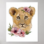 Affiche Animale Lion Rose Bébé | Impression Murale (Devant)
