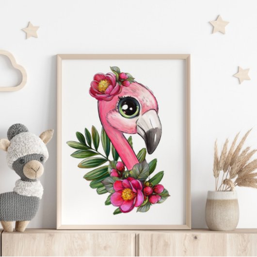 Affiche Animale Rose de Flamant Rose Bébé | Impres
