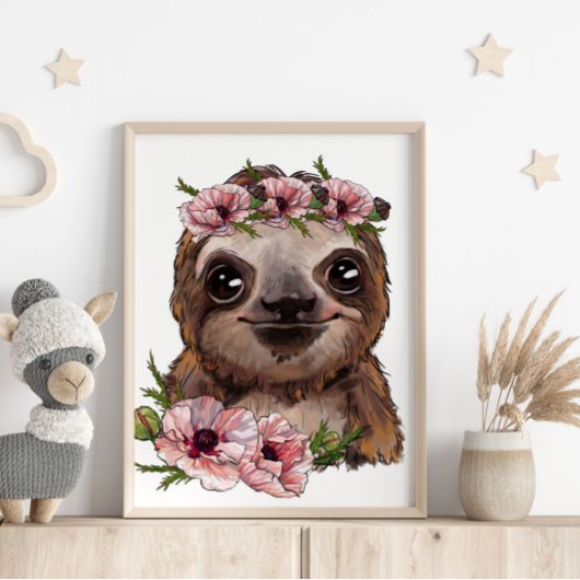 Affiche Animale Rose de Paresseux Bébé | Impressio