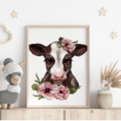 Affiche Animale Rose Veau Bébé | Impression Murale