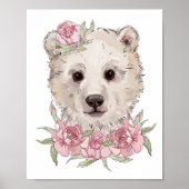 Affiche Animaux Ours Bébé Rose | Impression sur mu (Devant)
