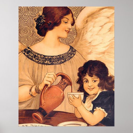 Affiche Antique d'Ange au Chocolat Français : Art (Devant)