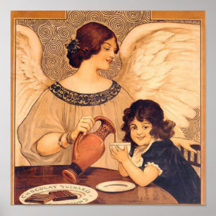 Affiche Antique d'Ange au Chocolat Français : Art